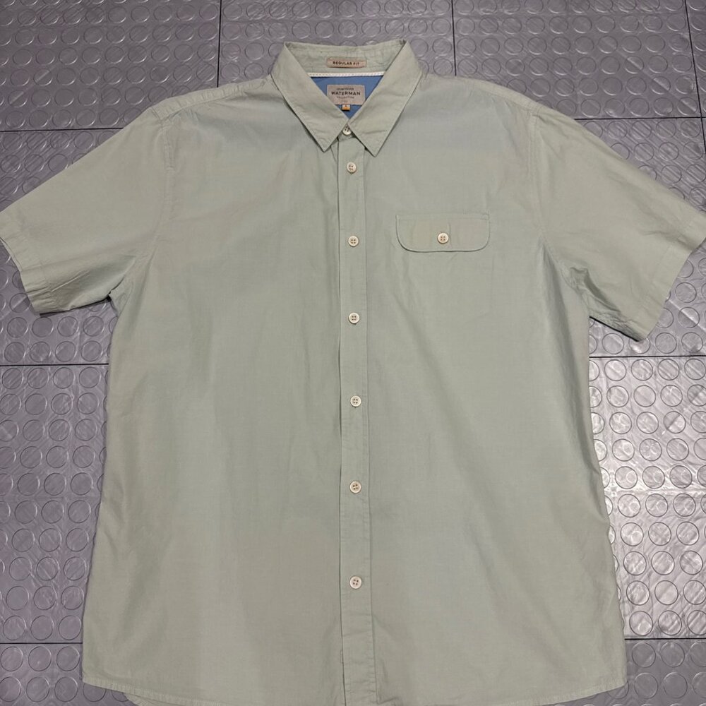 Quiksilver Waterman Collection Regular Fit Short Sleeve Cotton Shirt Mint Green